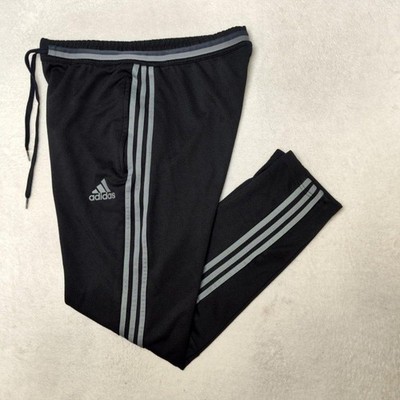 Adidas Track Pants Mens L Black Climalite Slim Tapered Zip Pocket Condivo Soccer
