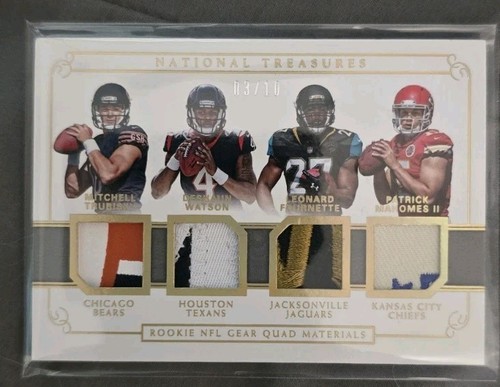 2017 National Treasures  Rookie Materials GOLD 3/10 Mahomes Rookie Quad Material