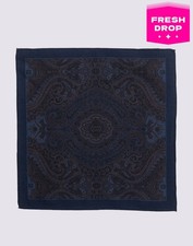 RRP€150 ZEGNA Fazzoletto quadrato tascabile lana modello paisley Made in Italy
