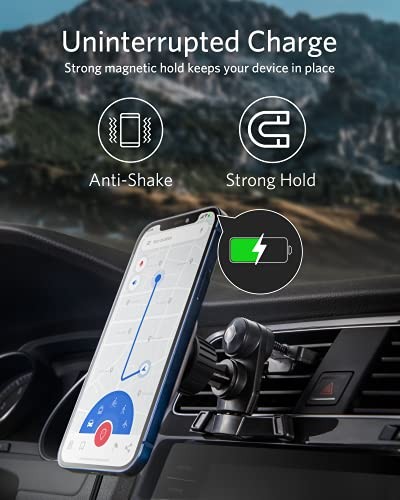 CHARGEUR DE SUPPORT DE VOITURE ANKER WAVE SUPPORT DE CHARGE MAGNÉTIQUE A2931 - NOIR/BLANC - Photo 4 sur 5