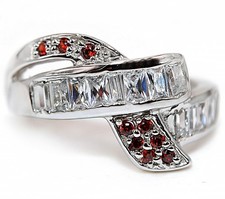 2CT Fire Garnet  White Topaz 925 Solid Sterling Silver Ring Sz 8 MK6-8