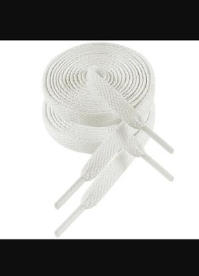 White Flat Sneaker Laces 150cm 8mm Replacement Shoelaces for Trainers Pair Of 2