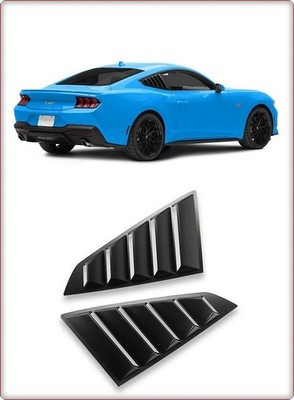 2x SEITENFENSTERABDEKUNG FÜR FORD MUSTANG 2024 - 2026 SCHWARZ GLÄNZEND / TÜV