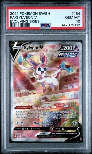 2021 POKEMON SWORD & SHIELD EVOLVING SKIES #184 FULL ART/SYLVEON V PSA 10
