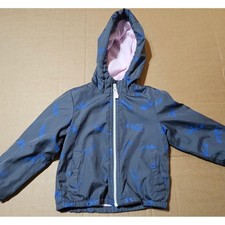 OshKosh B Gosh Fleece Lined Hooded Windbreaker Dinosaur Jacket Girls Size 2T
