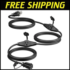 Durable 25Ft Outdoor Extension Cord with 3 Evenly Spaced Weatherproof Outlets