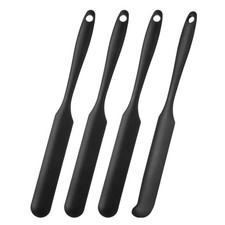 4Pcs Silicone Jar Spatula Jam Spreader for Baking Mixing Tools (Black)
