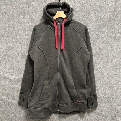 Avalanche Full Zip Hoodie Womens XL Gray Pink Drawstring Thumbholes Outdoor