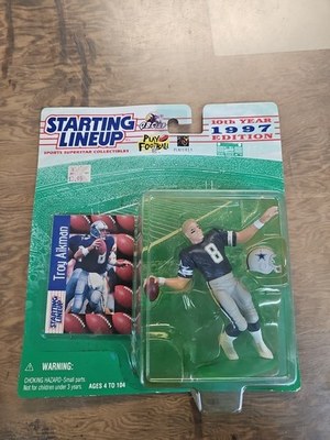 #ad 1997 Starting Lineup TROY AIKMAN Football Figure amp; Card Cowboys NFL SLU NEW $4.99
