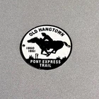 VINTAGE OLD HANGTOWN PONEY EXPRESS PORCELAIN SIGN CAR GAS TRUCK MOTORCYCLE OIL