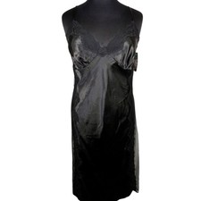 Vintage Cinema Etoile Tom Bezduda Black Satin Lace Mesh Nightgown Size XL