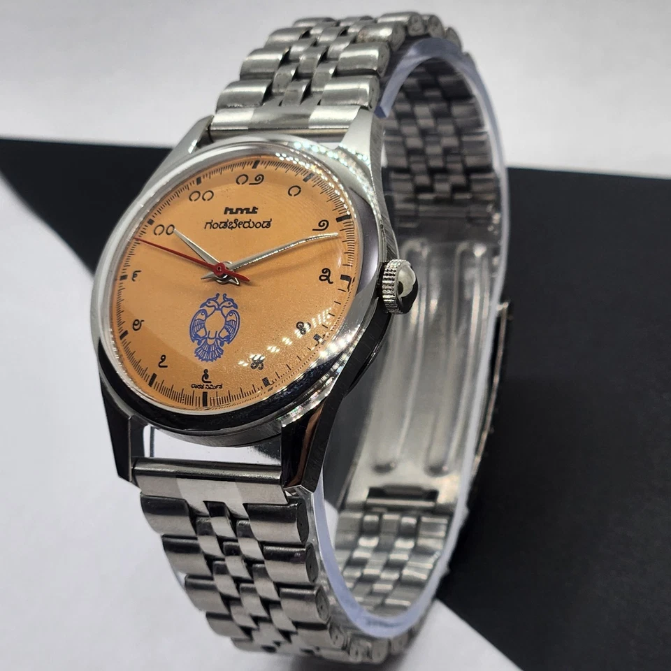Vintage HMT Janata Kannada Orange Face Mechanical Hand Winding Wrist Watch A48 - Image 4 of 4