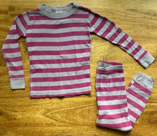 Hanna Andersson PJ Set Size 100 4 EUC Lavender  Purple Stripe Organic Cotton