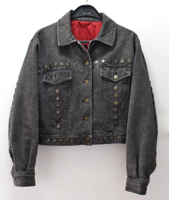 Jeansjacke Denim Designer MOSCHINO Italy Winter Jacke Vintage gepolstert Nieten