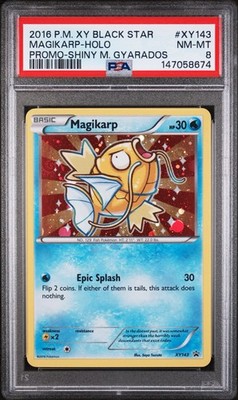 2016 POKEMON XY BLACK STAR PROMO SHINY MEGA GYARADOS #XY143 MAGIKARP-HOLO PSA 8