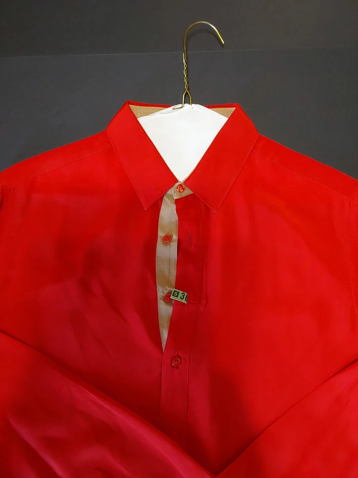 Vintage Yves Saint Laurent Blouse Button Up Collared 90s Coral size 3 - Image 4 of 4