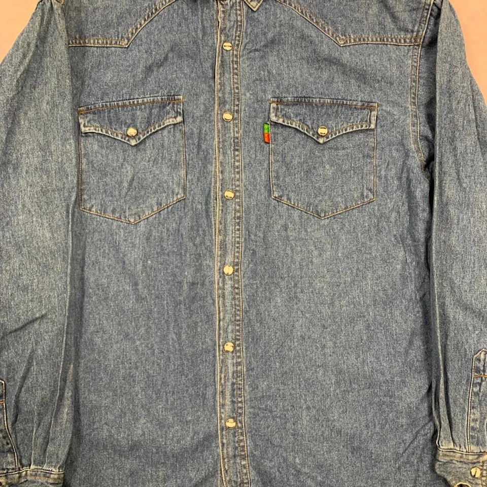 Vintage Western Shirt denim long sleeve overshirt with chest pockets Men's S - Image 2 of 4