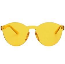 Colorful Transparent C5 Round Retro Designer Sunglasses Yellow Frame Yellow Lens