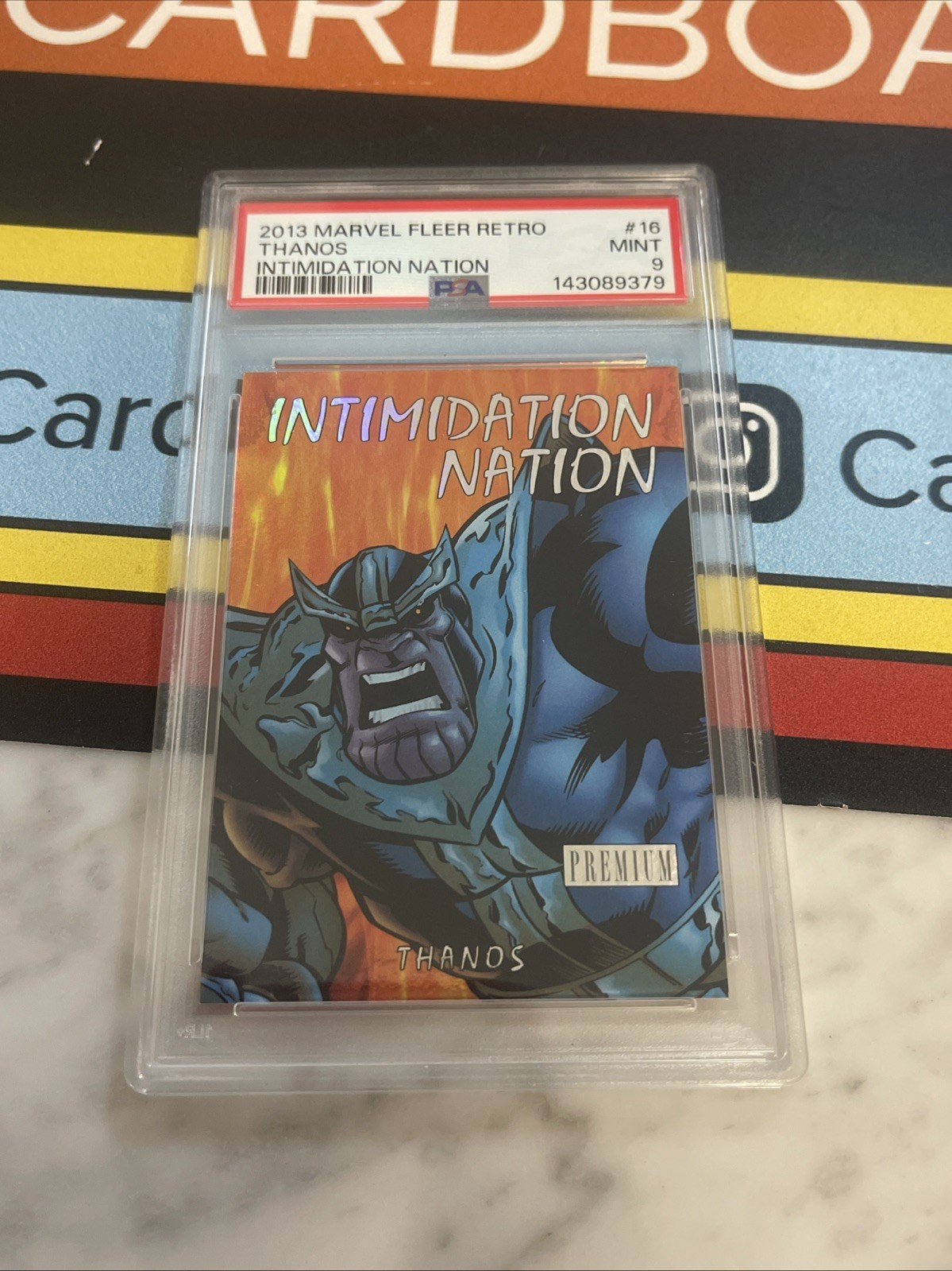 2013 Marvel Fleer Retro Thanos PSA 9 Intimidation Nation #16