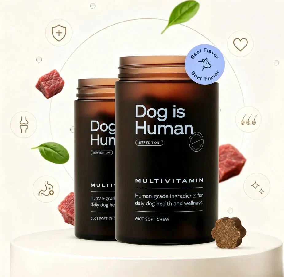 2pack Dog is Human Daily Multivitamin (Beef) - Vet-made, Vermont Soft Chews