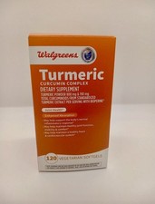 New Walgreens Turmeric Curcumin Complex, 120 Vegeterian Softgels FREE FAST SHIP