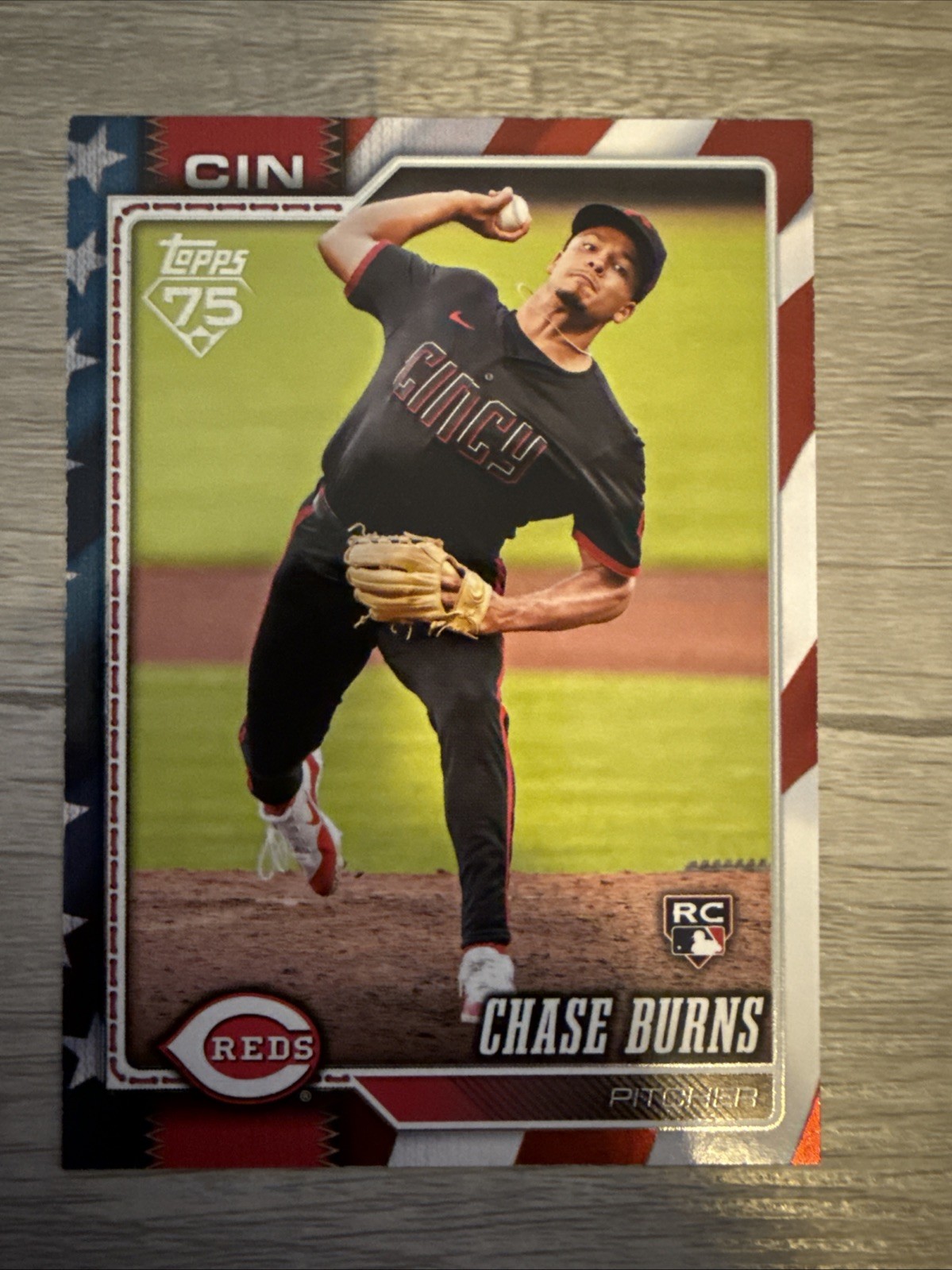 2026 Topps Series 1 Chase Burns RC #312 Independence Day /76 SSP Reds 🇺🇸