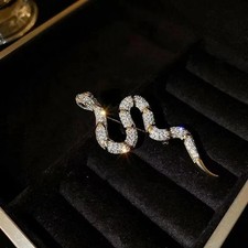 2Ct Round Cut Lab Created Diamond Snake Wedding Brooch Pin 14KYellow Gold Plated