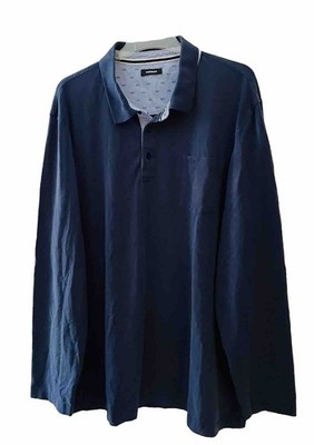Walbusch Langarm Polo Shirt, blau, Gr. 58/60  3XL