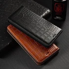 Genuine Leather Crocodile Grain Cover Flip Case For Samsung Galaxy S25 S24 Ultra