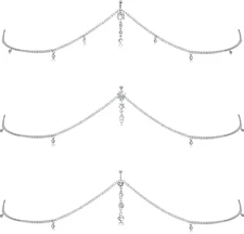 3 Pieces Crystal Belly Ring with Chain Rhinestone Waist Body Chain Bikini Belly 