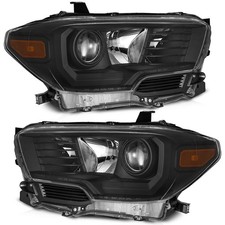 Pair Headlights Assembly For 2016-2022 Toyota Tacoma Wo Led Drl Black Headlamps
