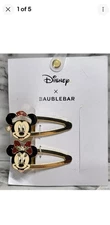 Disney Bauble Bar Mickey Minnie Mouse Gold Tone Christmas Hair Clips
