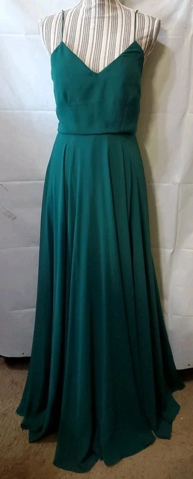 Maxi Vestido BHLDN Jenny Yoo Inesse Verde Esmeralda Talla 4 Baile de graduación Formal Boda Foto 2 de 4