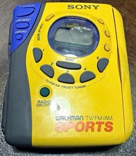 Sony Walkman Sports WM-FS495 Yellow AM/FM Cassette Player Auto Reverse