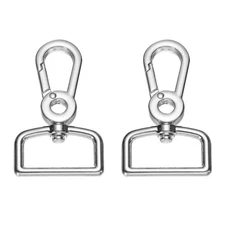 2Pcs 1 Inch Snap Hooks, Swivel Lobster Claw Clasps with D Ring, Silver