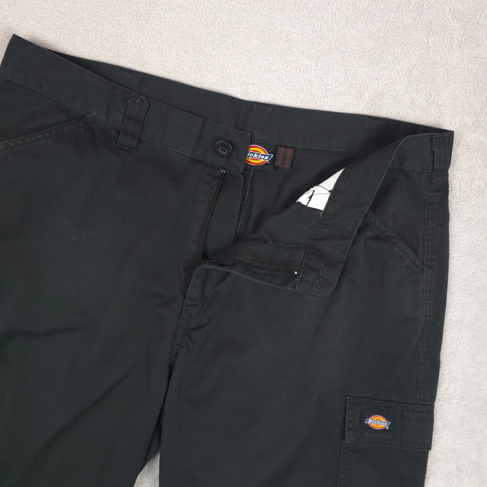Dickies Zip Fly Cargo Shorts Men's W40" Black Outerwear Workwear Double Hit Logo