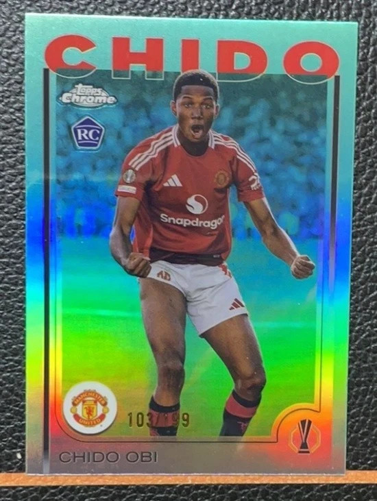 Chido Obi 2024-25 Topps Chrome UEFA Aqua Refractor 101/199 RC #14