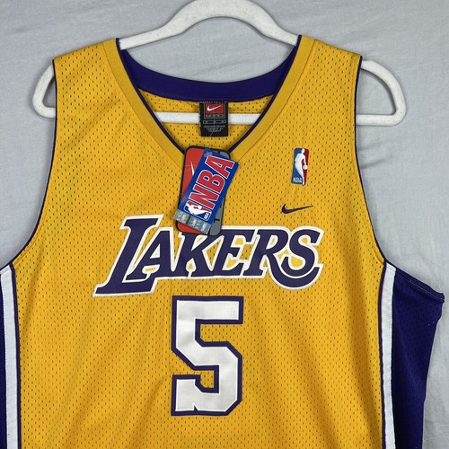 Robert Horry Jersey Mens Medium Nike Yellow Los Angeles Lakers NBA Vintage Adult - Picture 6 of 16