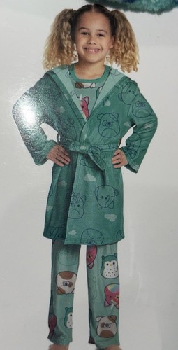 Squishmallow Girls 3 Piece Robe & Pajama Set Size 4 - Picture 1 of 6