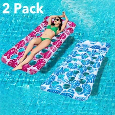 HBN 2-Pack Inflatable Pool Float Lounger Adult, Swimming Pool Floating Chair Bed