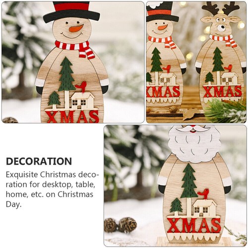 Pupazzo di neve in legno di Natale da 3 pezzi Alter Decorazione Decorazione nata - Foto 5 di 12