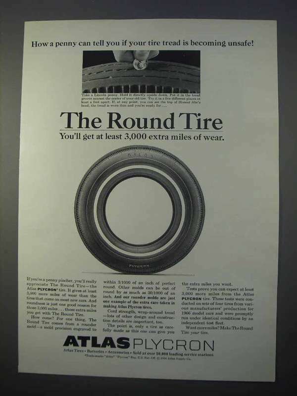 1966 Atlas Plycron Tire Ad - A Penny Can Tell You | eBay display picture 2