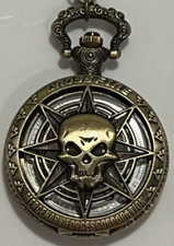 Skull Pocket Watch NEW Gift Halloween Skeleton Costume Cross Fire