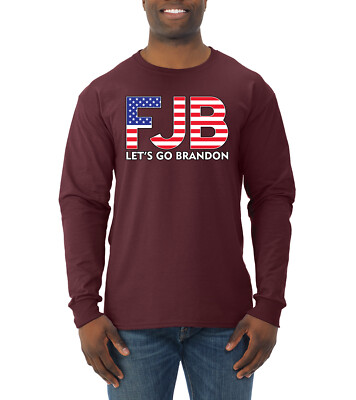 FJB Lets Go Brandon USA Flag Men Long Sleeve Shirt