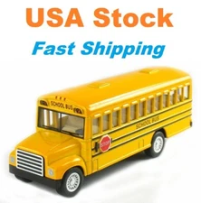 Yellow School Bus, Kinsfun, Diecast Toy Car, Pull Back Action, Openable Door,5''