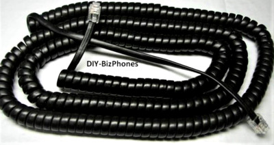 Polycom VVX Series Phone Long Handset Cord Poly Edge Curly Receiver Black 25Ft