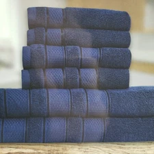 Bath Towel Set Moderne Elegance 6 Pc Ultra-Soft Hand Towels Washcloths Navy Blue