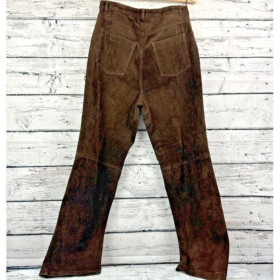 Брюки женские Brandon Thomas коричневые замшевые 100% кожа полностью с подкладкой [размер 12] б/у в отличном состоянии - Изображение 3 из 4