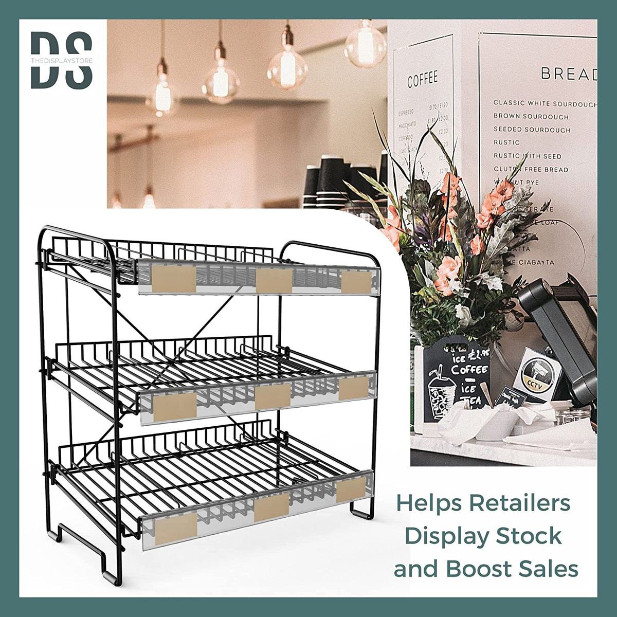 LEIFIDE 3 Tier Snack Basket, 24 X 14.9 X 23.2 Inch Candy Display Rack, Metal Wire - View #6