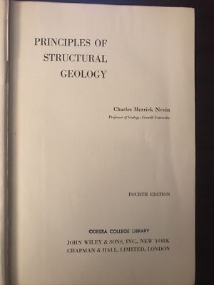 Principles of Structural Geology by Charles Merrick Nevin 1949 HB
